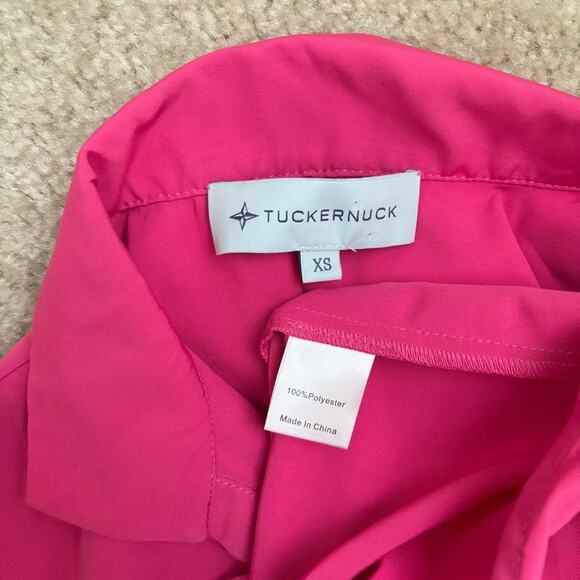 Tuckernuck Fuchsia Stretch Crepe Avery Mini Dress 3/4 Sleeves Neon Pink Vibrant - Picture 8 of 8